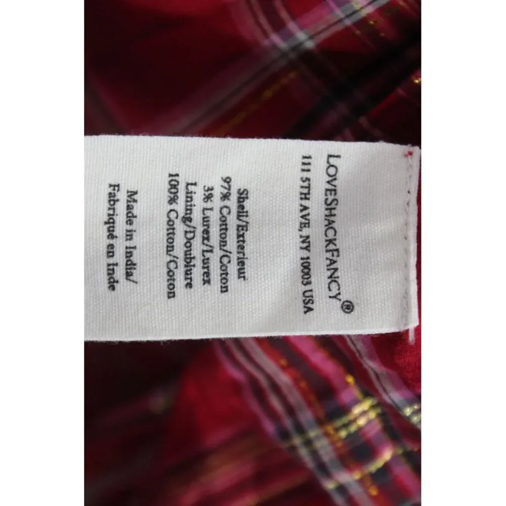 Love Shack Fancy Women Fit & Flare Plaid Halter Sleeveless Dress Red Size L